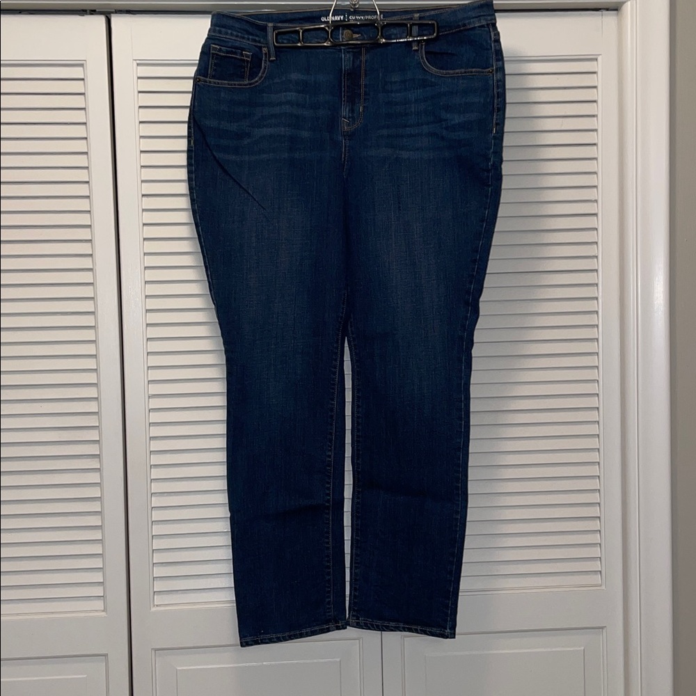 Old Navy Curvy Mid-Rise Jeans in Deep Blue, Size 16